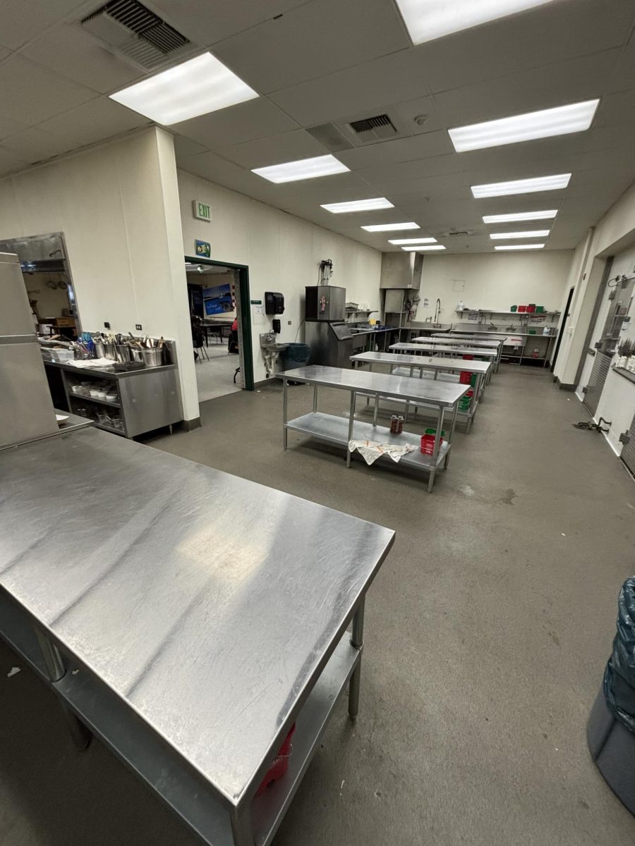 The culinary classroom photographed whilst empty.