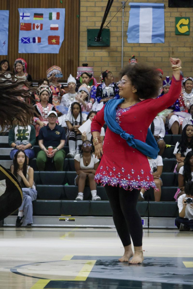 Athea Hyatt during her performance for Desi Club at the Multicultural rally on Friday March 20. This was a performance by Desi Club.