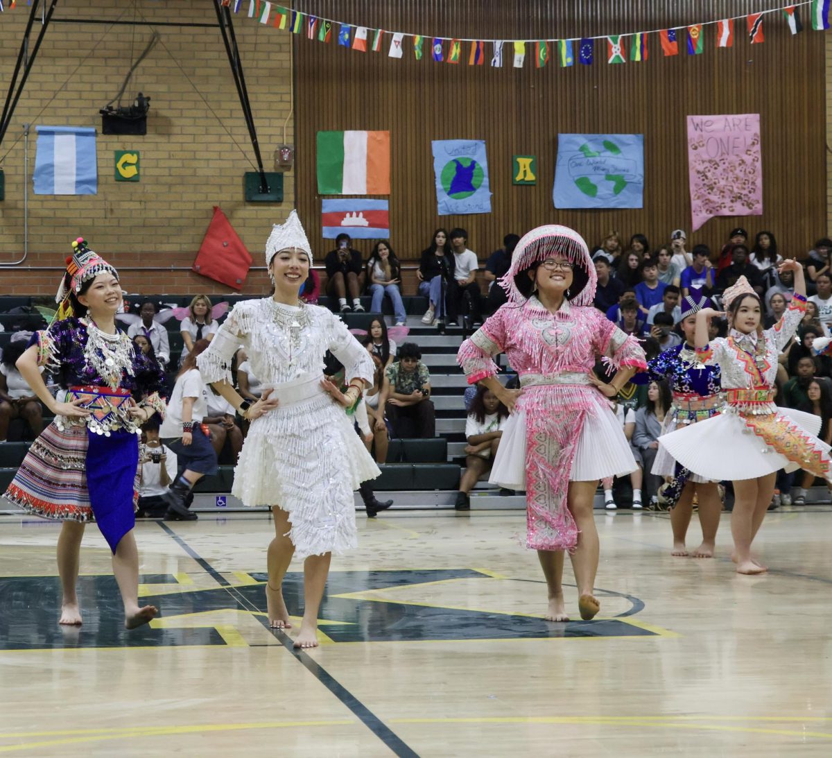 Hmong club performing at the Multicultural rally on Friday March 20 at the Kennedy gym. This was the Mua Khen.