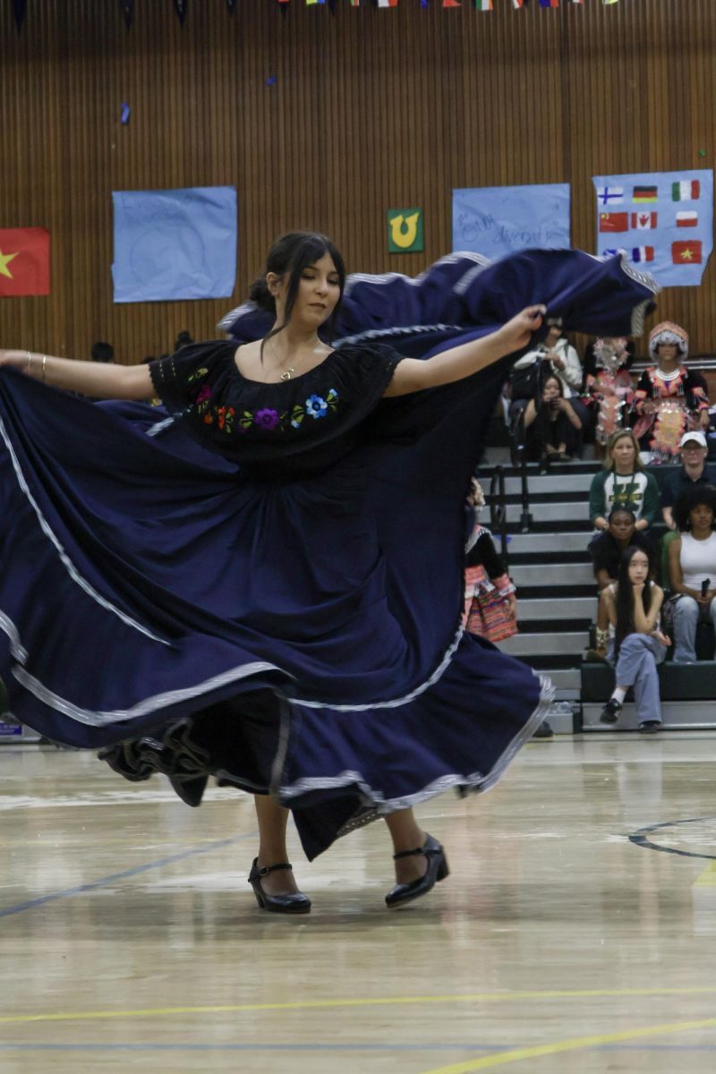 A dancer from Brown Issues Club performing at the Multicultural rally on Friday March 20 at the Kennedy Gym. This was a show of pride of Mexican culture.